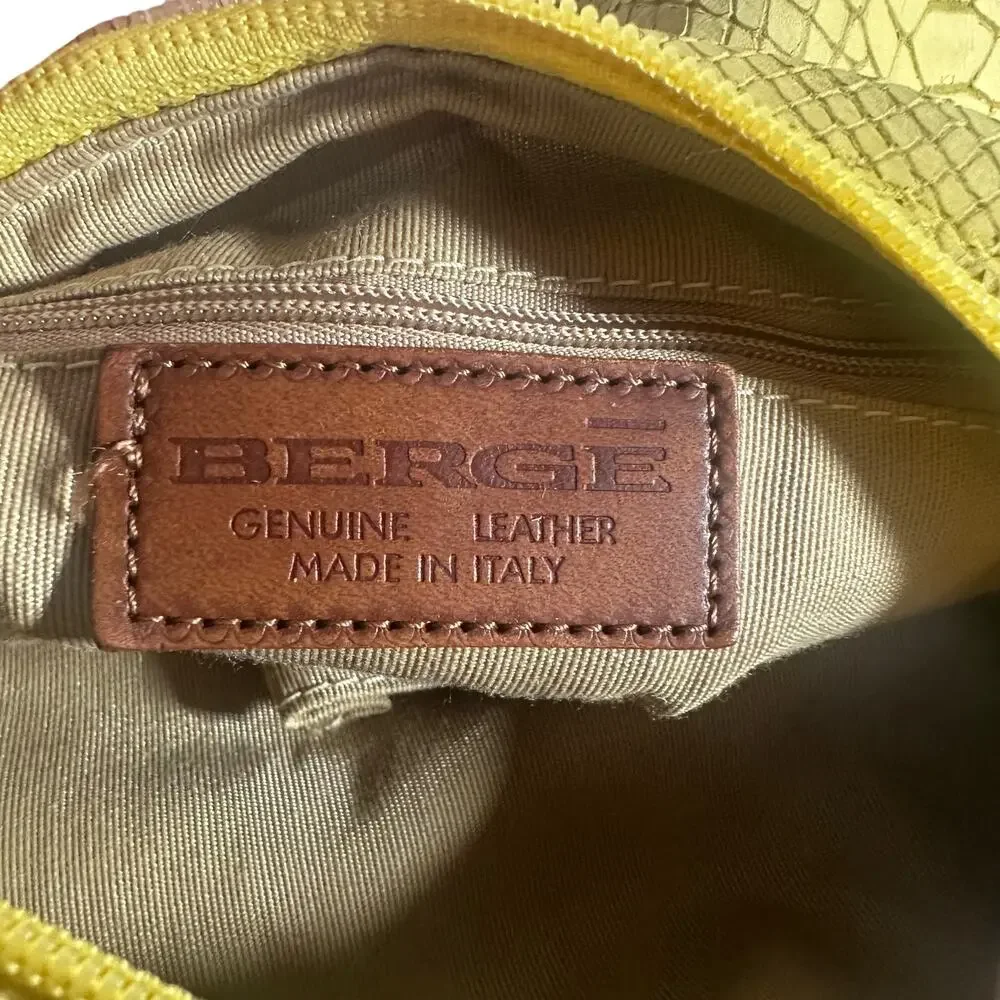 Berge Yellow Embossed Leather Shoulder Bag Snakeskin Hobo